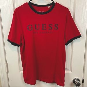 Pre-Owned Guess Los Angeles Men’s Red T-Shirt with Black Accents, Size M